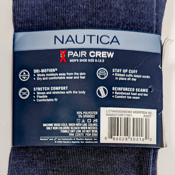 🆕 NAUTICA Crew Socks - 3 Pairs - Picture 7 of 8